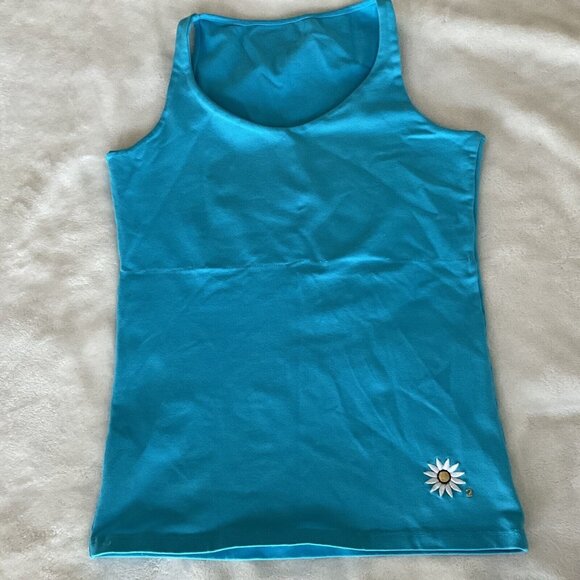 Margarita Supplex Tank Top Size 2 Stretch Comfort Yoga Women’s Turquoise Blue - Picture 1 of 10